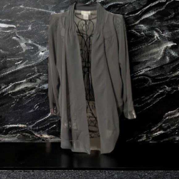 SOFT SURROUNDINGS WRAP KIMONO GRAY Sz MEDiUM SEQUIN CUFFS - Picture 1 of 10